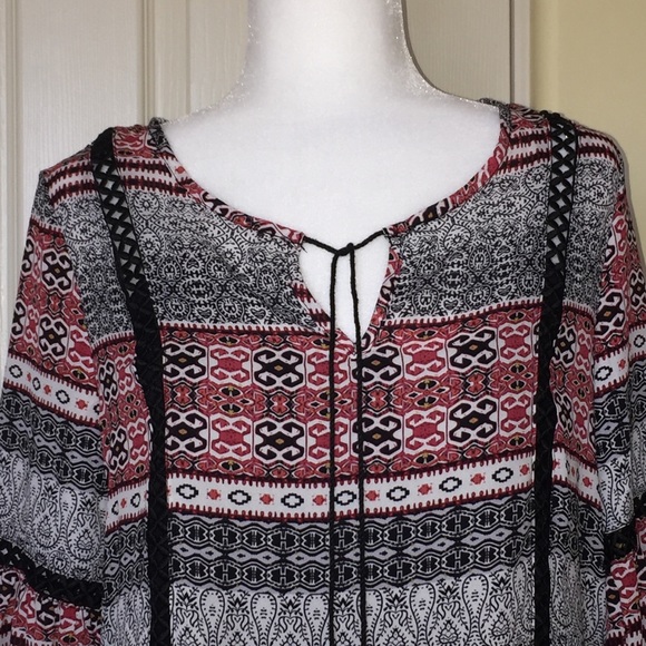 NWOT Jack by BB Dakota Boho Red & Black Dress Sz S - Picture 3 of 8